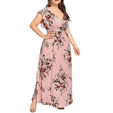 Sukienka Rozkloszowana Maxi Długa PLUS SIZE 46 3XL