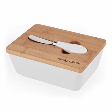 MASELNICZKA BIAŁA Z BAMBUSOWĄ POKRYWKĄ I NOŻYKIEM