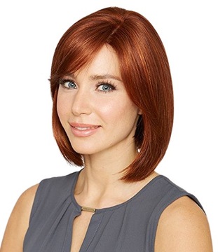 PERUKA WŁOSY RUDE KASZTANOWE GRZYWKA PROSTE BOB NA SIATCE W98