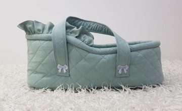 Переноска для кукол СТЕГАНАЯ ХЛОПКА с комплектом постельного белья 45 см РОЗОВАЯ