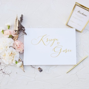 Гостевая книга БЕЛЫЕ страницы, золотая надпись + наклейки