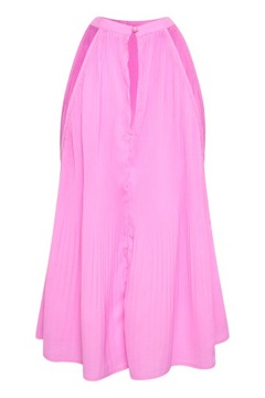 Bluzka elegancka różowa plisowana z kwiatem na imprezę na okazje 38 M