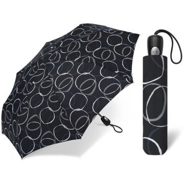 Automatyczna ekskluzywna parasolka damska Pierre Cardin czarna we wzory