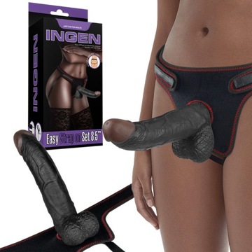 Duży Czarny Penis Strap On, Pełna Proteza Penisa dla Pań Do Pegging