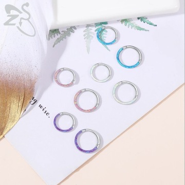 ZS-Anillo de Nariz de ópalo de 16G, Tabique Clicker, сегментный конус