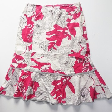 Spódnica DAMSKA w kwiaty LEN Różowy Biały Piumi roz. S A2187