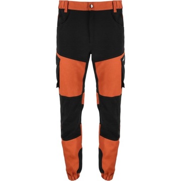 SPODNIE Z ELEMENTAMI STRETCH CEGLASTO-CZARNE, 