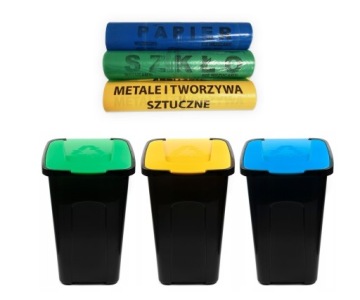 ZESTAW 3x50L kosz SORT do segregacji odpadów WORKI