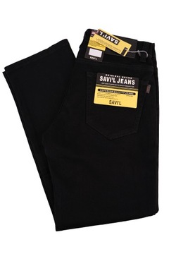 SPODNIE DŻINSOWE BAWEŁNIANE MĘSKIE CZARNE SAVIL JEANS W43 PAS 112-118 cm