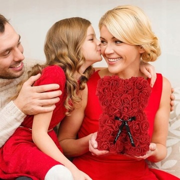 ВЕЧНАЯ РОЗА В СТЕКЛЕ + СВЕТОДИОДНЫЙ НАБОР «МИШКА РОЗ» ПОДАРОК ​​НА ДЕНЬ МАТЕРИ ДЛЯ НЕЕ