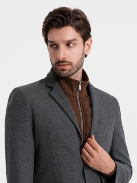 Elegancka marynarka męska z guzikami grafitowa V1 OM-BLZB-0114 L
