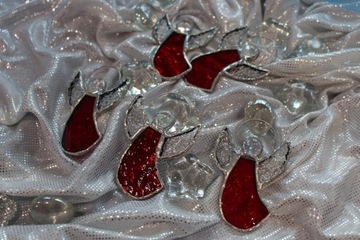 Витражные ангелы, НАБОР из 5 шт., красный, рифленый