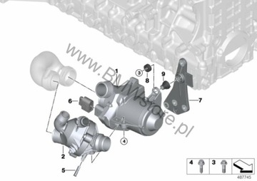 BMW E60 E63 E65 E90 2.5 N52 3.0 N53 POUZDRO TERMOSTATU TERMOSTAT 7544788