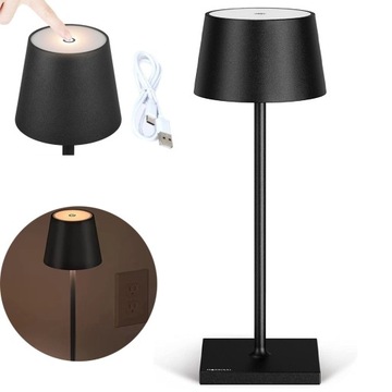 LAMPA STOŁOWA LAMPKA NOCNA BEZPRZEWODOWA DOTYKOWA ŚCIEMNIALNA USB 38CM LED