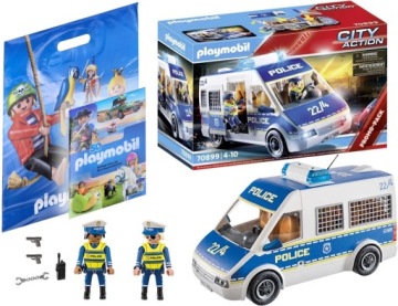 PLAYMOBIL 70899 TRANSPORTER POLICYJNY ŚWIATŁO DŹWIĘK +TORBA PREZENTOWA +KAT