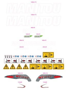 KOMPLET naklejek do ŁADOWARKI MANITOU MT1840