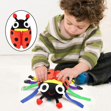 Сенсорная развивающая игрушка с плюшевой пряжкой в ​​виде животного Жук
