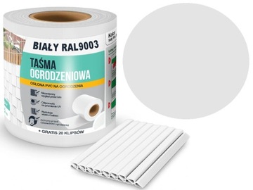 TAŚMA OGRODZENIOWA BIAŁA 19cmx35m OSŁONA NA OGRODZENIE PANELOWE FILTR UV