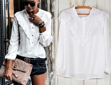 140 ЭЛЕГАНТНАЯ РУБАШКА БЛУЗКА НА ПУГОВИЦАХ С рюшами