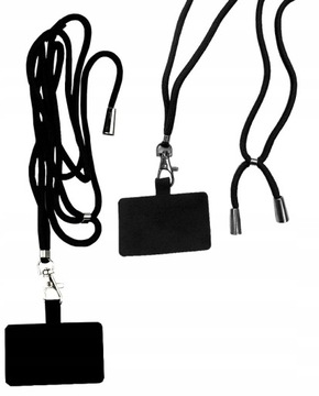 Smycz na szyję do telefonu kluczy tasiemka brelok czarna długa rzemień