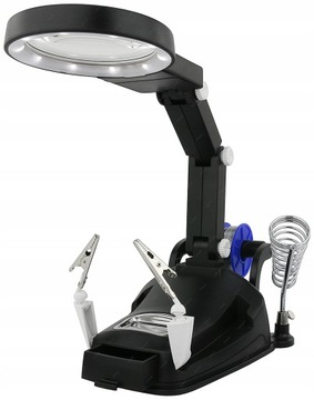 TRZECIA RĘKA UCHWYT LUPA 75mm 3x/4,5x 10x LED