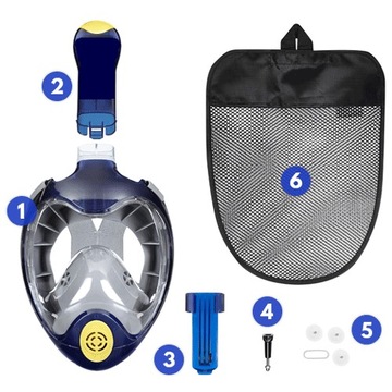 Полнолицевая маска для дайвинга с очками для подводного плавания Pro5.