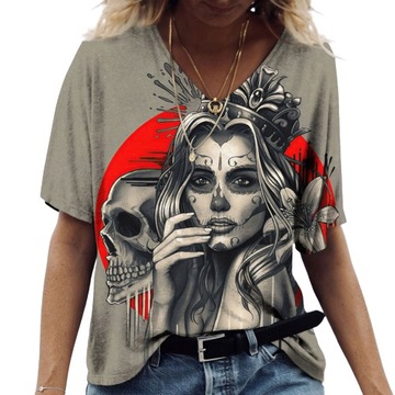 T-SHIRT DAMSKI Z KRÓTKIM RĘKAWEM KOSZULKA