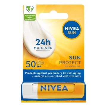 NIVEA SUN Pomadka ochronna nawilżająca do ust z filtrem uv SPF50 5,5ml