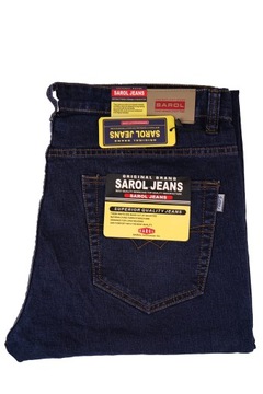 SPODNIE MĘSKIE DŻINSOWE SAROL JEANS GRANAT PROSTE DUŻE W45 L32 PAS 116-120