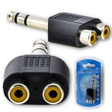 Adapter JACK 6,3mm męski na 2x RCA Chinch żeński