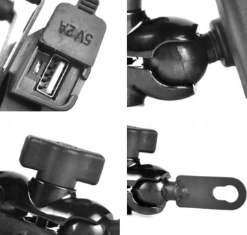 ДЕРЖАТЕЛЬ ДЛЯ ТЕЛЕФОНА НА МОТОЦИКЛ - XL - С ЗАРЯДКОЙ USB - ЧЕТЫРЕ СПИЦЫ