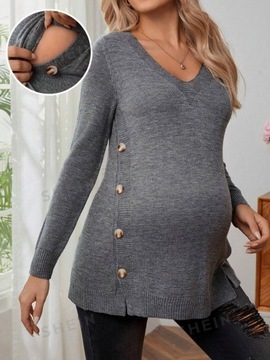 SHEIN MATERNITY SWETER DAMSKI SZARY Z GUZIKAMI M 387