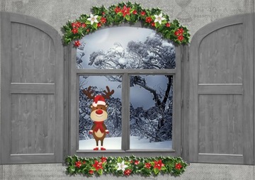 РОЖДЕСТВЕНСКИЙ ОЛЕНЬ 3 МАЛЕНЬКАЯ наклейка на окно А