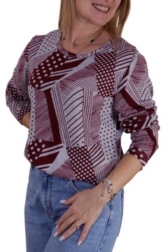 BLUZKA LEKKI SWETEREK NADRUK WZORY WZORKI KOLORY *2XL