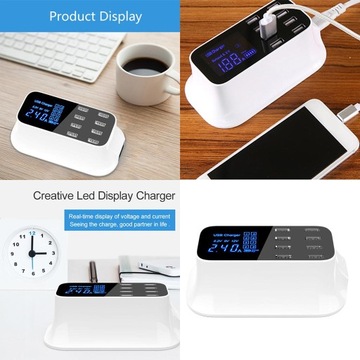 8-портовое быстрое зарядное устройство USB 3.0 со светодиодным ЖК-дисплеем