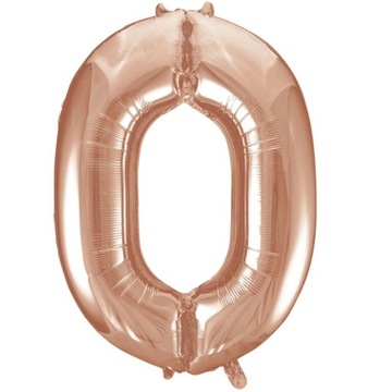 BALON CYFRA ROSE GOLD NUMER FOLIOWY URODZINYZERO 0 XXL 86 CM RÓŻOWE ZŁOTO
