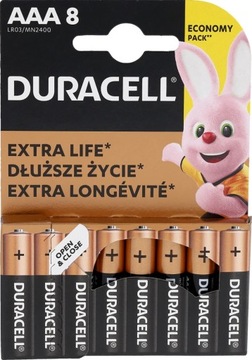 Baterie Alkaliczne Paluszki DURACELL LR03 AAA x8