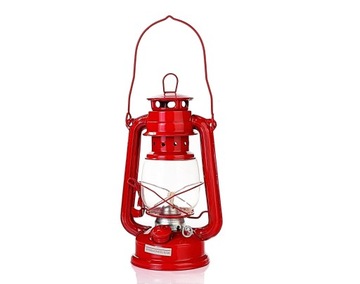 LAMPA NAFTOWA Z UCHWYTEM LATARNIA LAMPION 24 cm CZERWONA