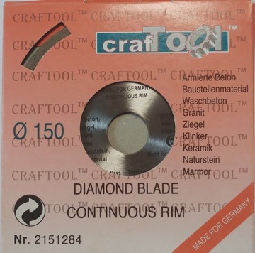 Tarcza diamentowa 150 continuous CRAFTOOL Tarcze