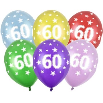 Balony urodzinowe 36 cm LICZBA 60 lat urodziny x6