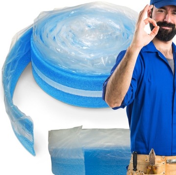 TAŚMA DYLATACYJNA z FOLIĄ i KLEJEM 50mb TAŚMA BRZEGOWA PIANKA DYLATACYJNA