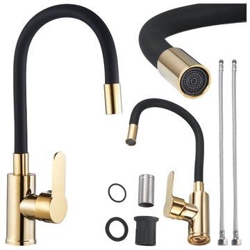 BATERIA KUCHENNA NABLATOWA DAX GIĘTKA CZARNA WYLEWKA PODSTAWA ZŁOTA