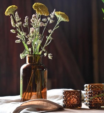 КОРИЧНЕВАЯ СТЕКЛЯННАЯ ВАЗА 20 ВАЗ-БУТЫЛОК