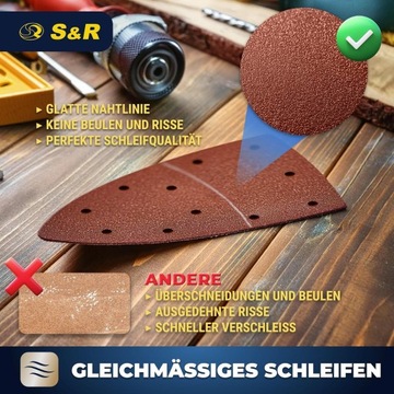 Шлифовальная бумага на липучке для дельта-шлифовальных машинок 105х152 мм S&R набор 60 шт.