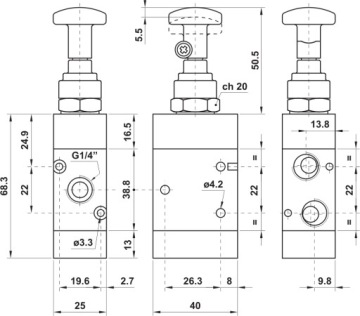 ПНЕВМАТИЧЕСКИЙ КЛАПАН 322 MT 3/2 G1/4 УПРАВЛЕНИЕ. Я ПРОДОЛЖИЛ