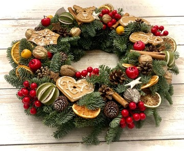 Рождественский венок на дверь, украшение, украшение стола, подарок, пихта нобилис