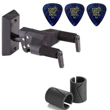 HERCULES GSP38WBK PLUS wieszak hak na gitarę zamykany oryginalny + piórka