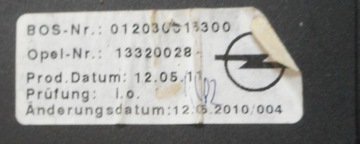 OPEL ASTRA IV J KOMBI ROLETA KUFRU ZADNÍ 13320028