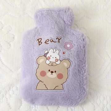 Cartoon Plush Bear Hot Water Bottle Water Filled Flannel Hand Warmer