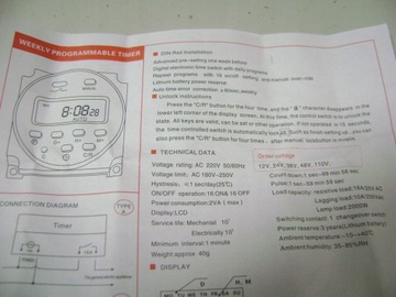 ПРОГРАММАТОР ВРЕМЕНИ для реле таймера 12 В для выхода.
